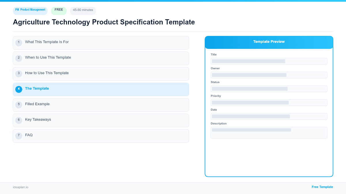Agriculture Technology Product Specification Template preview