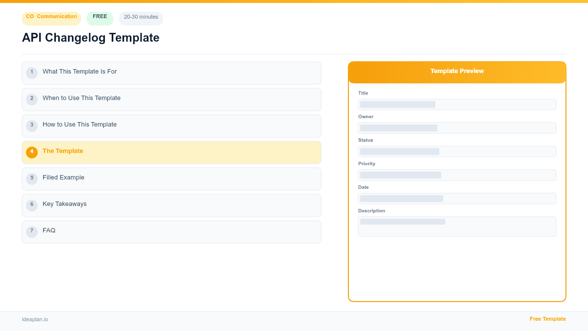 API Changelog Template for Product Teams preview