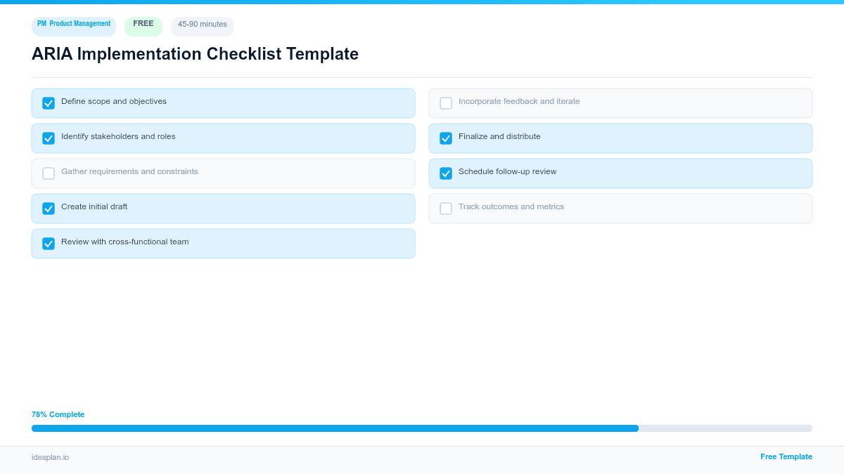 ARIA Implementation Checklist Template preview