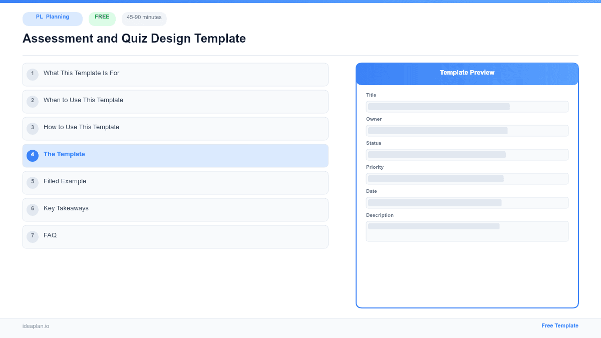Assessment and Quiz Design Template preview