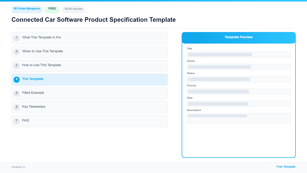 Connected Car Software Product Specification Template preview