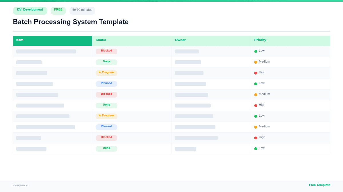 Batch Processing System Template preview