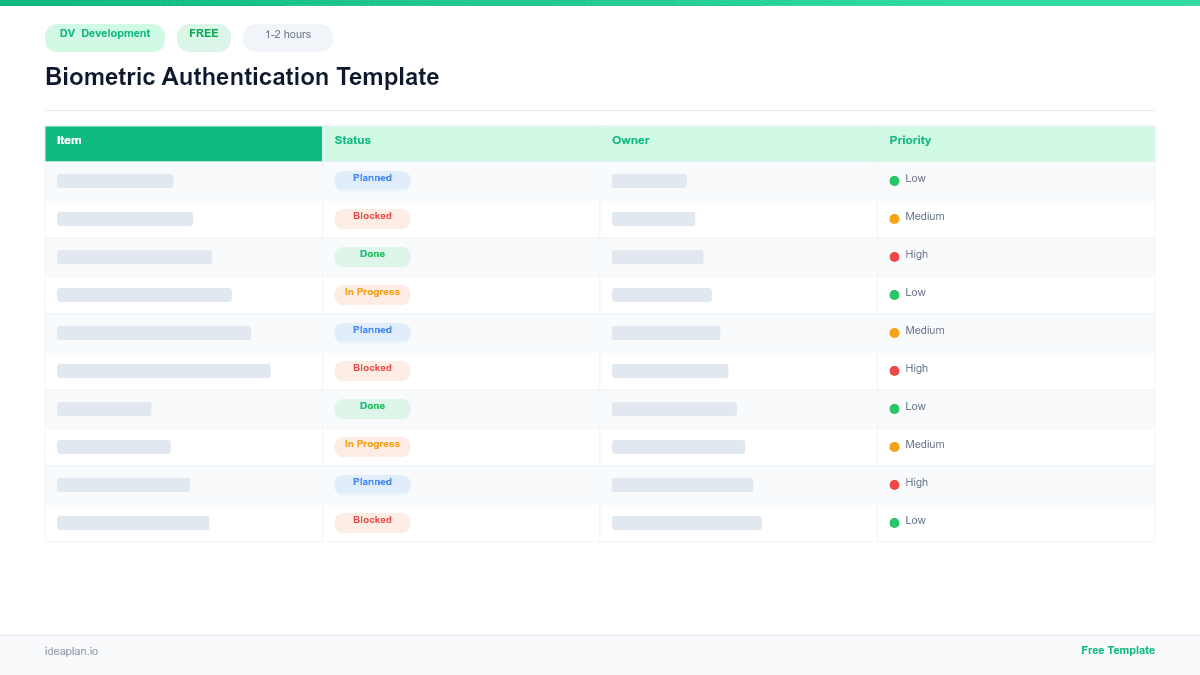 Biometric Authentication Template preview