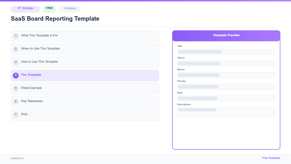 SaaS Board Reporting Template for PMs preview
