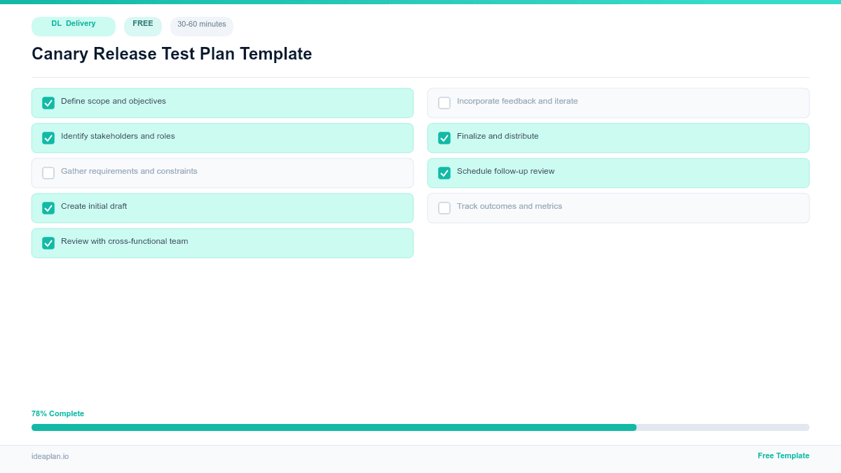 Canary Release Test Plan Template preview