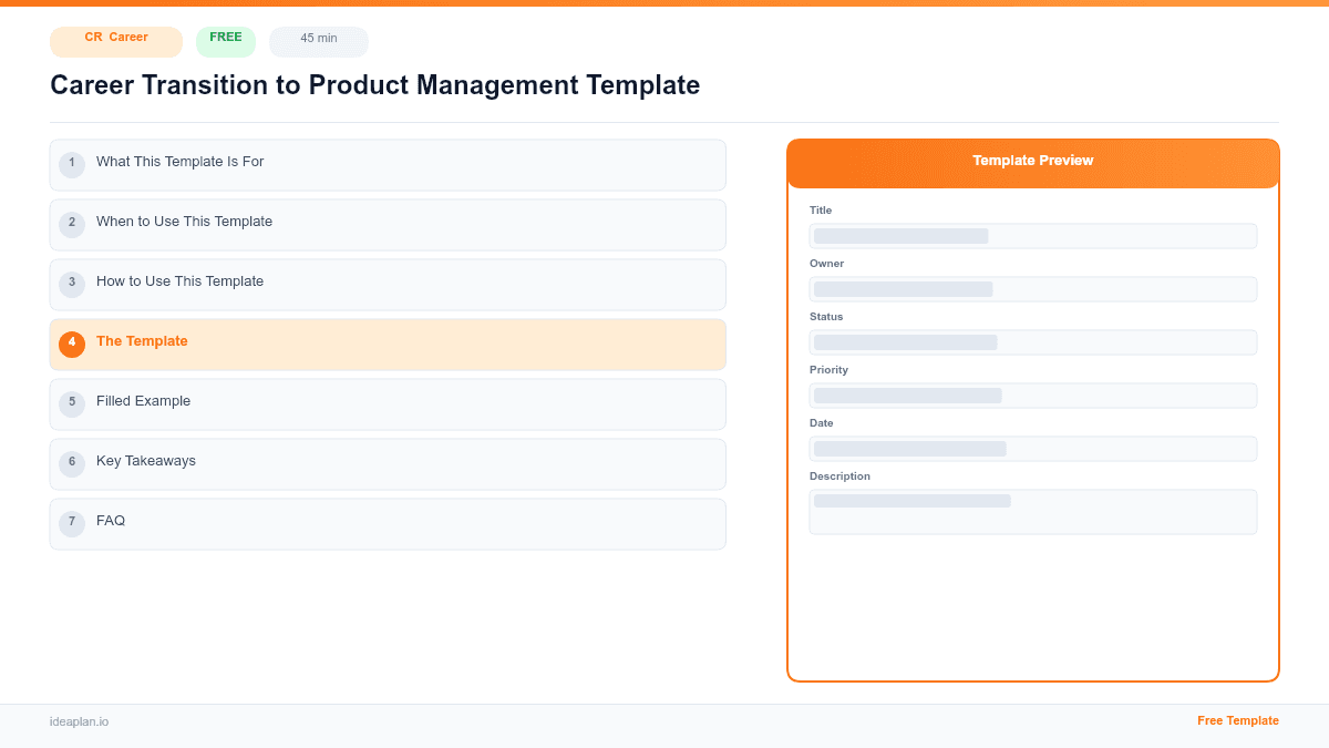 Career Transition to Product Management Template preview
