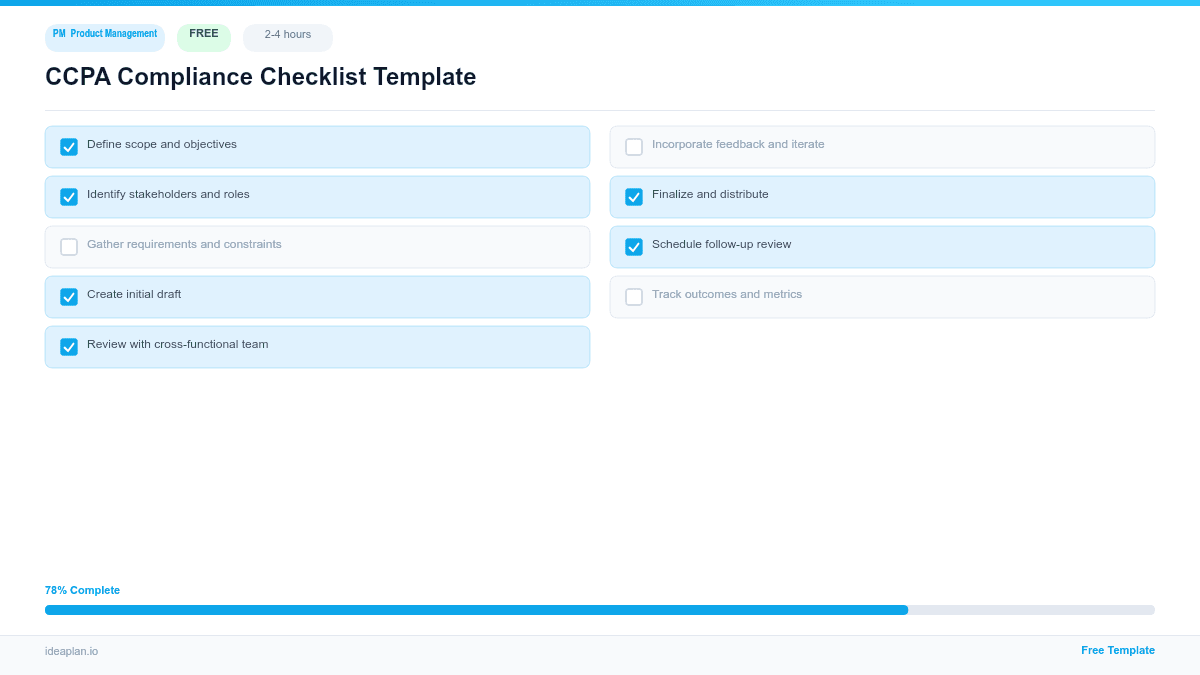 CCPA Compliance Checklist Template preview