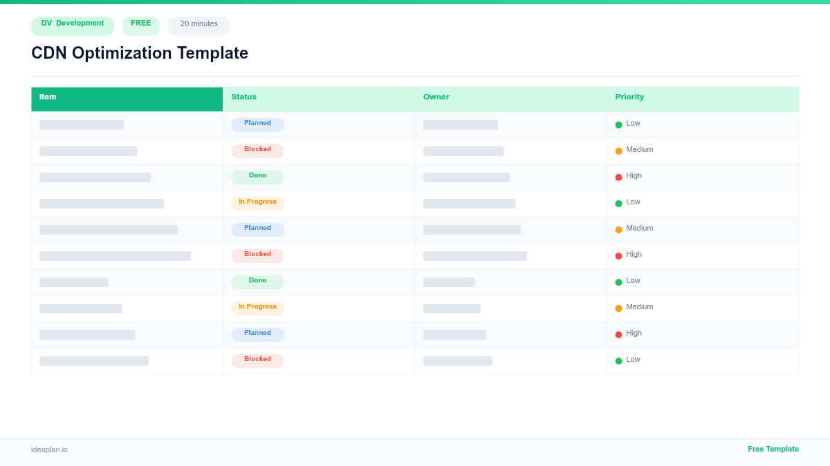 CDN Optimization Template for Engineering Teams preview