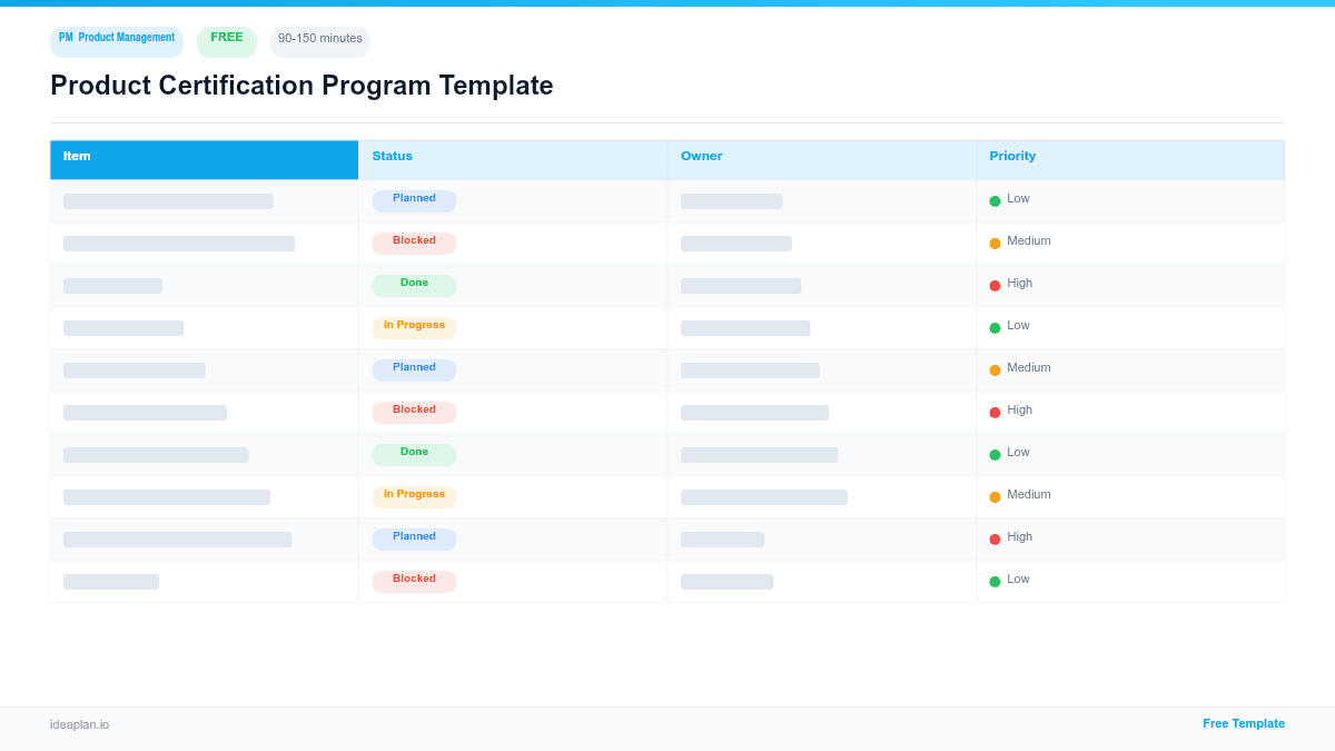 Product Certification Program Template preview