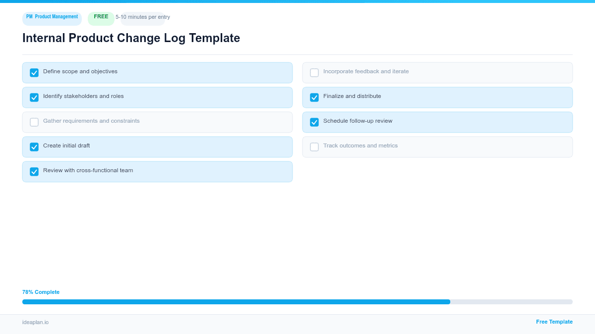Internal Product Change Log Template preview