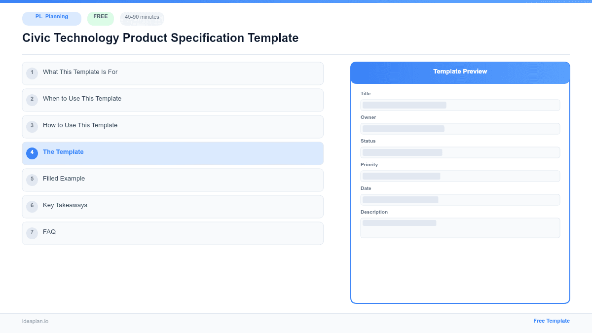 Civic Technology Product Specification Template preview