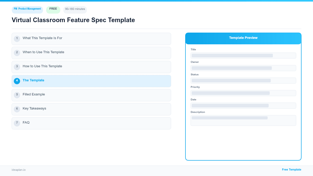 Virtual Classroom Feature Spec Template preview