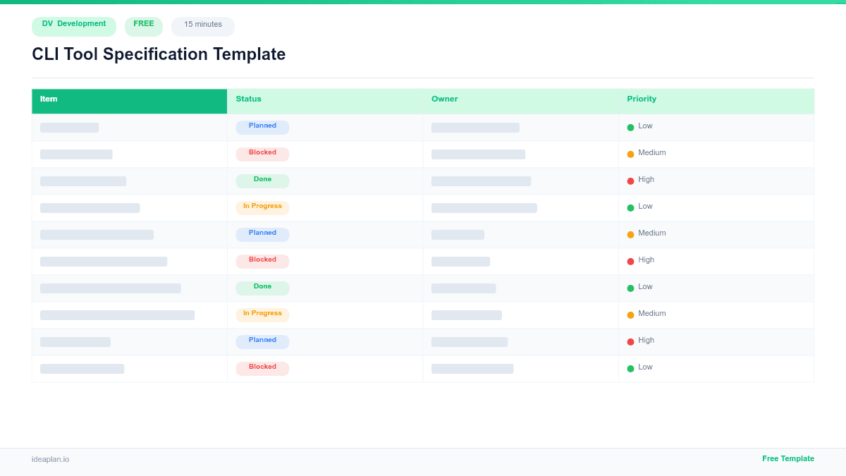 CLI Tool Specification Template preview