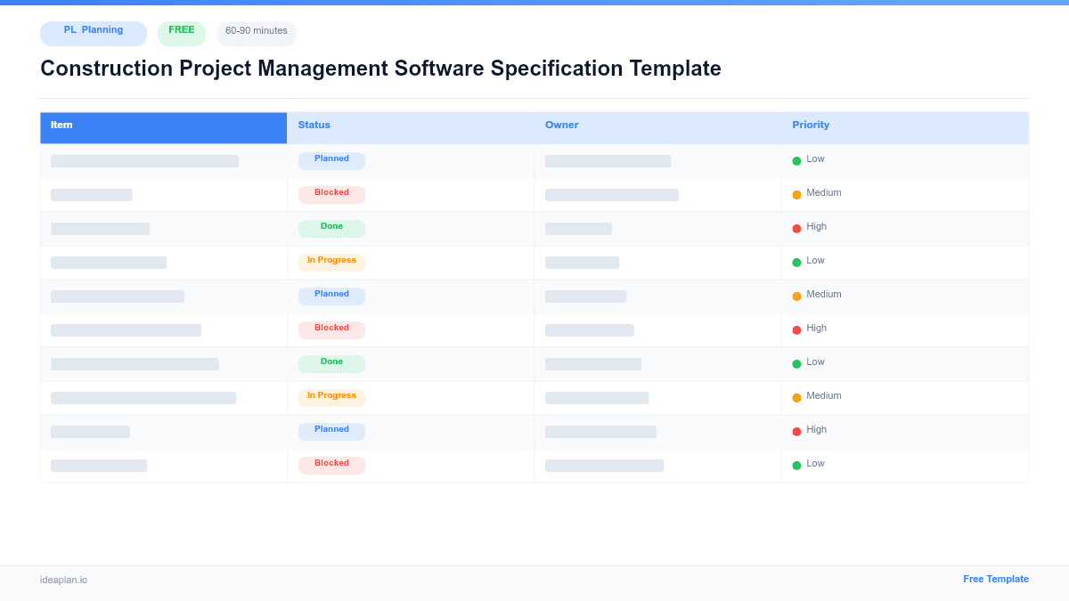 Construction Project Management Software Specification preview