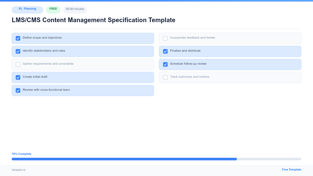 LMS/CMS Content Management Specification Template preview