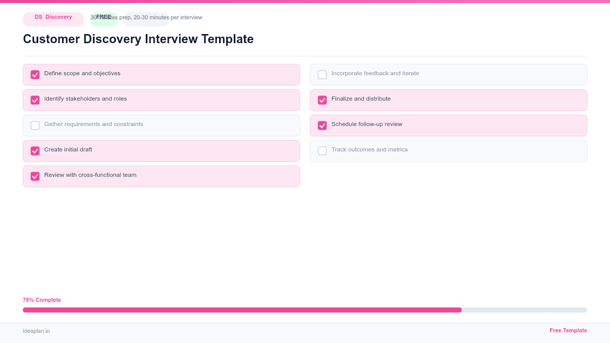 Customer Discovery Interview Template preview
