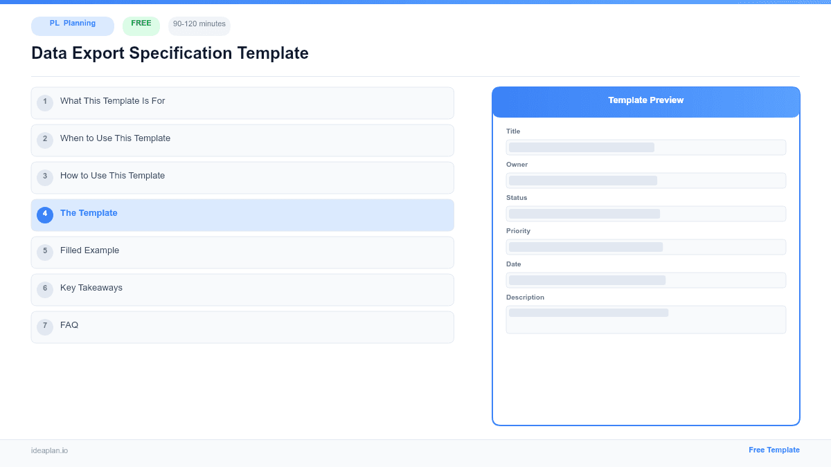 Data Export Specification Template preview