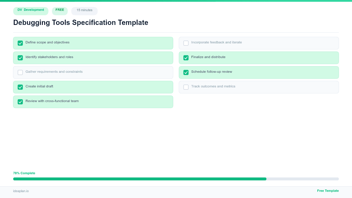 Debugging Tools Specification Template preview
