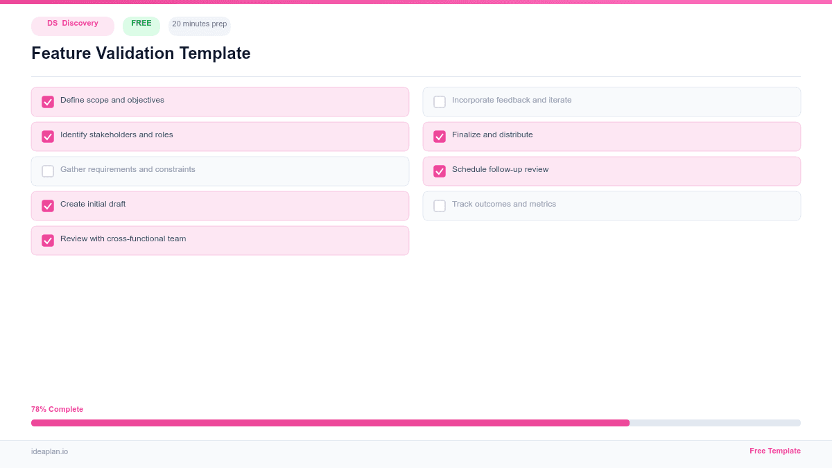 Feature Validation Template preview