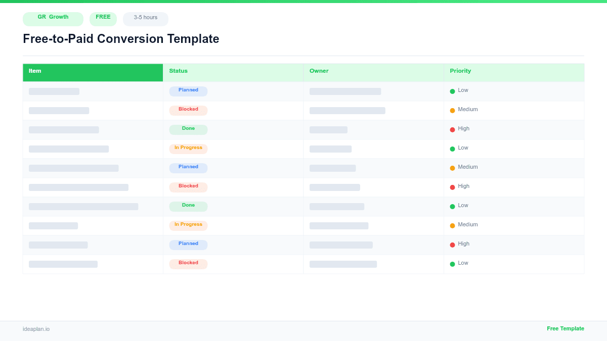 Free-to-Paid Conversion Template preview