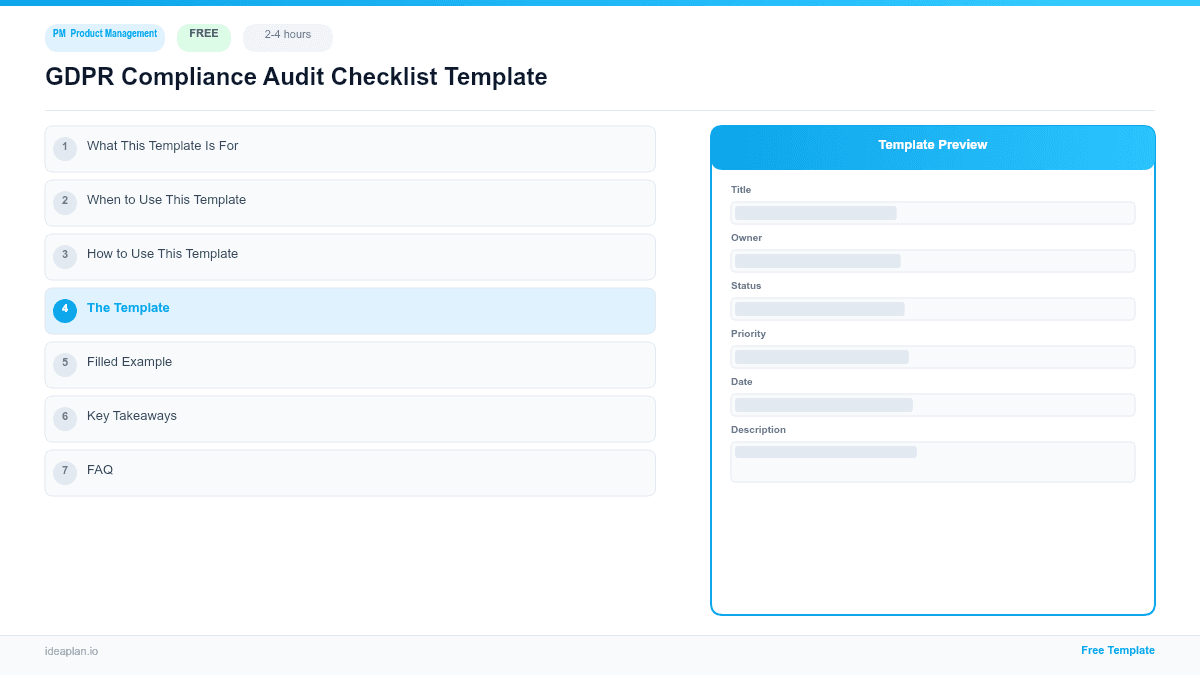GDPR Compliance Audit Checklist Template preview