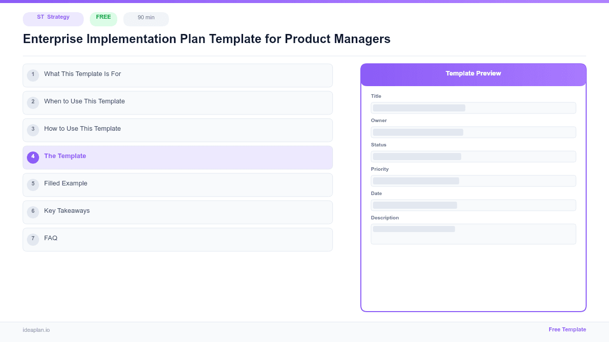 Enterprise Implementation Plan Template for Product Managers preview