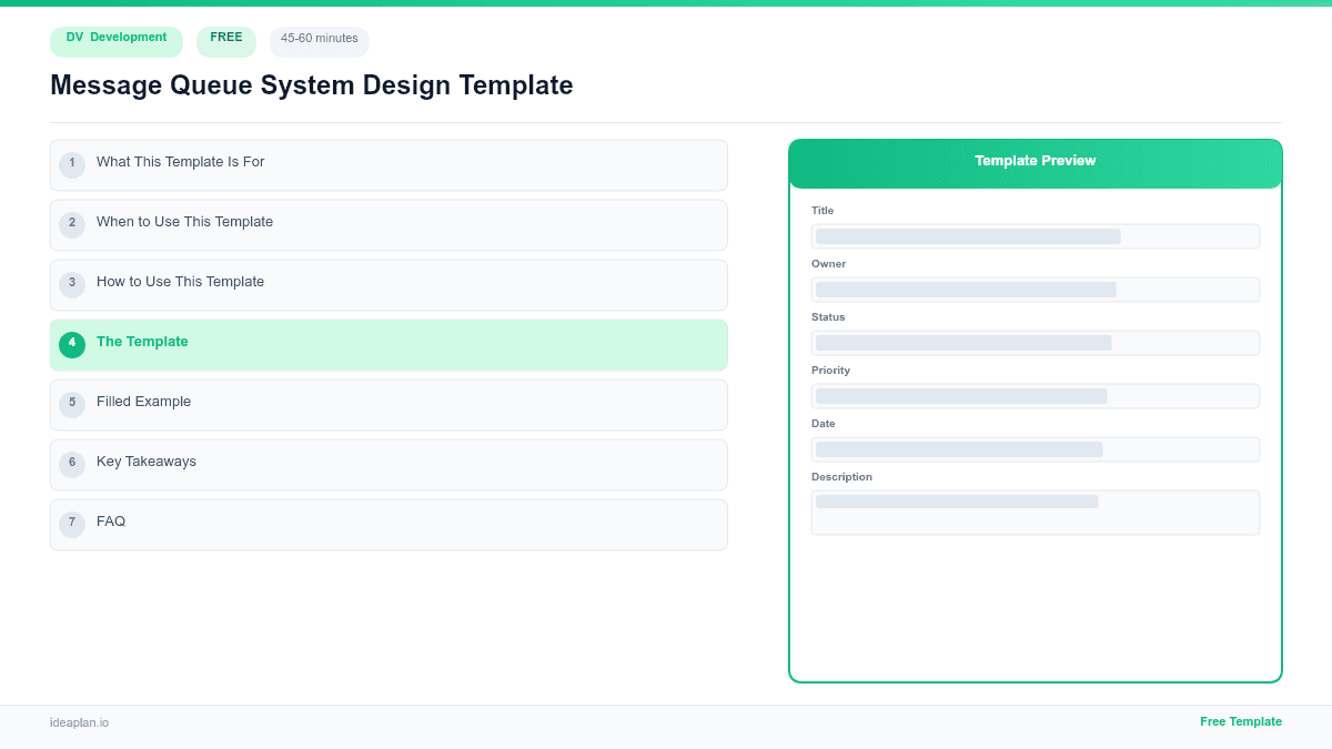 Message Queue System Design Template preview