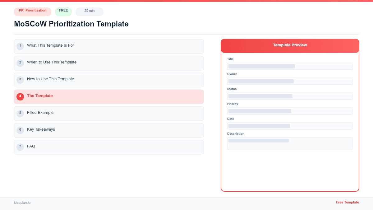 MoSCoW Prioritization Template preview