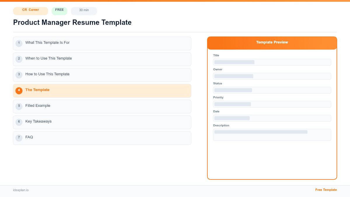 Product Manager Resume Template preview