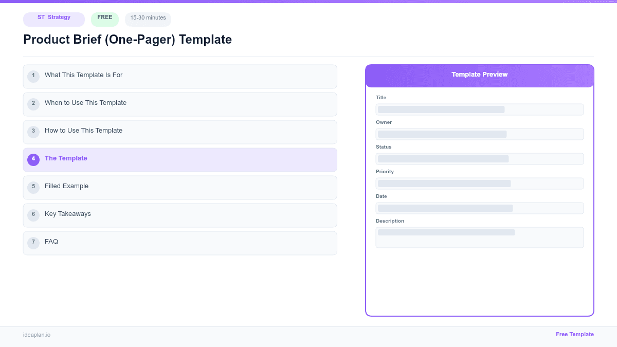 Product Brief (One-Pager) Template preview