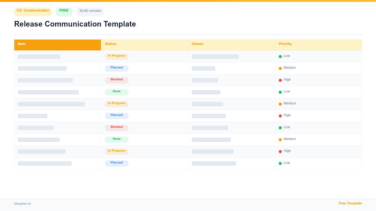 Release Communication Template preview