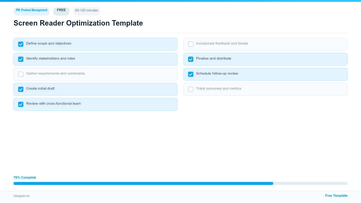 Screen Reader Optimization Template preview