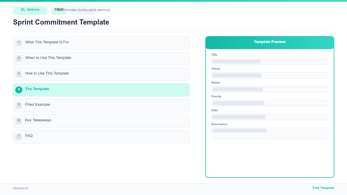 Sprint Commitment Template preview