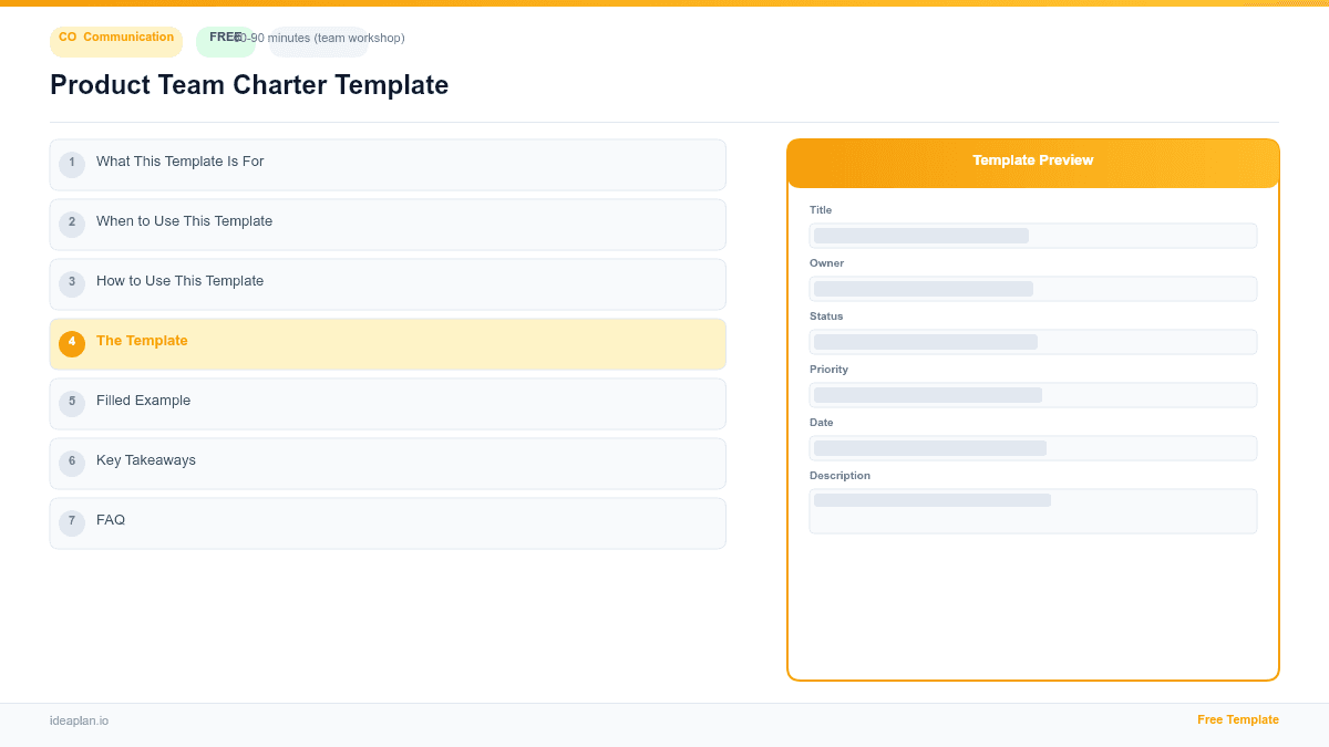 Product Team Charter Template preview