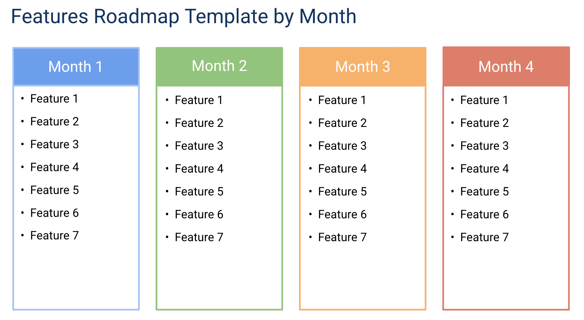 Features by Month Roadmap Template for Google Slides preview