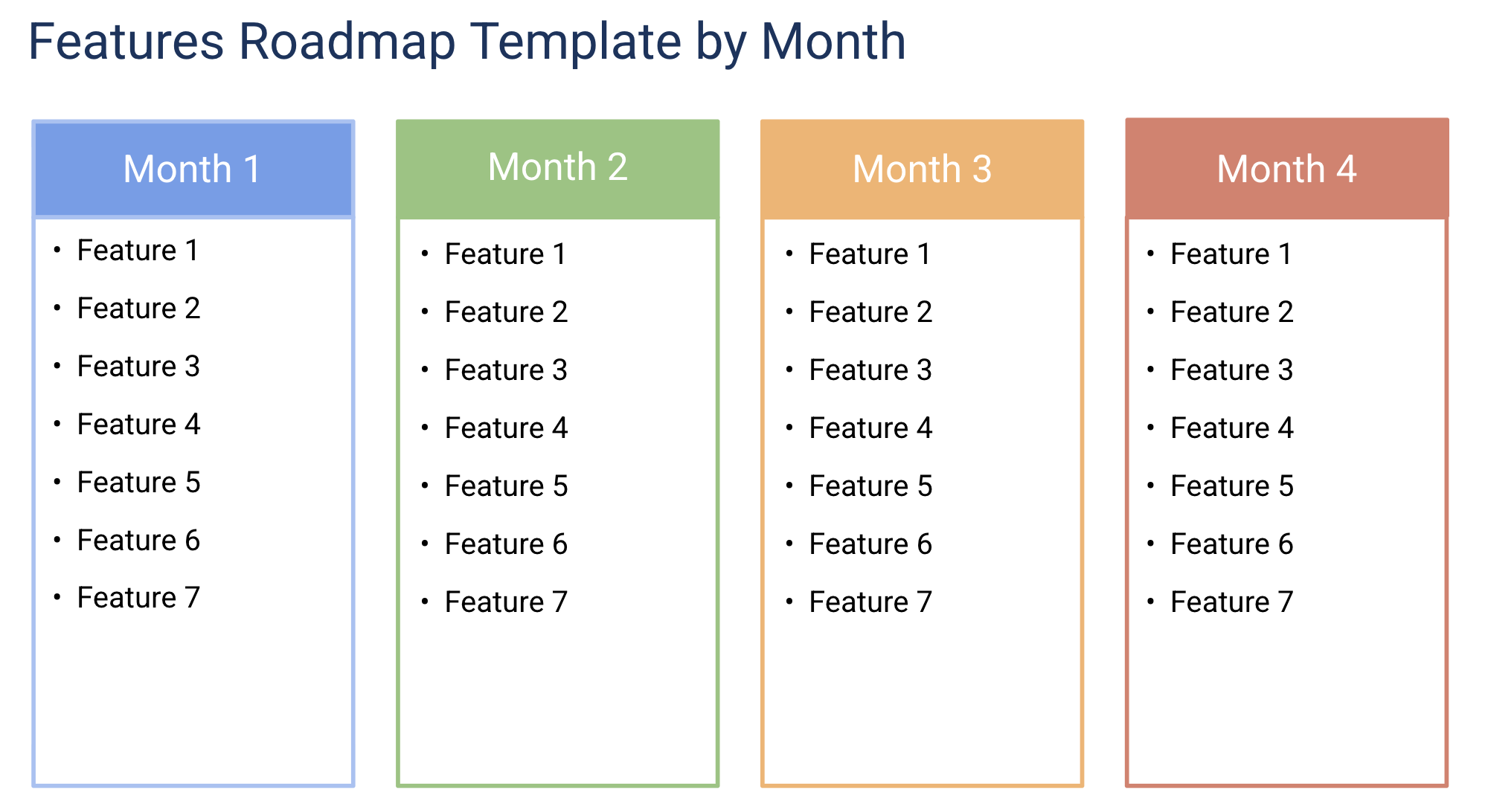 Features by Month Roadmap Google Slides Template