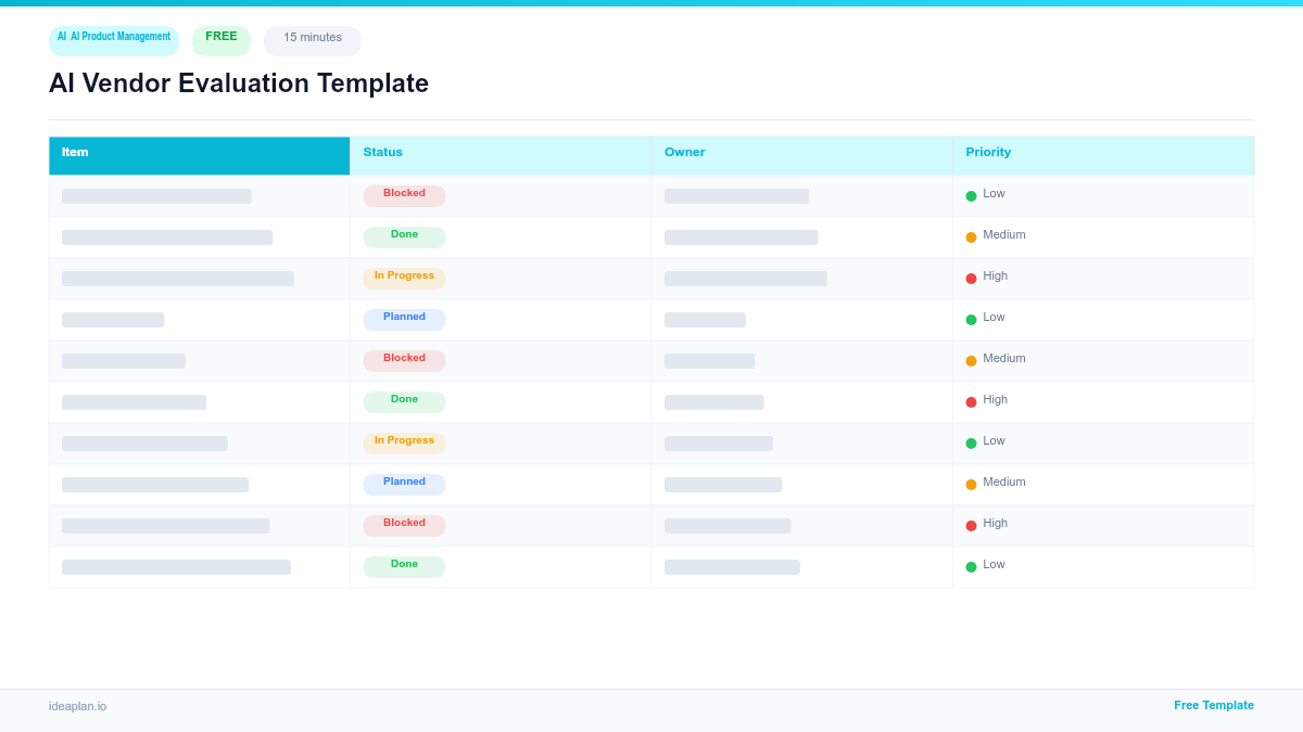 AI Vendor Evaluation Template for AI Products