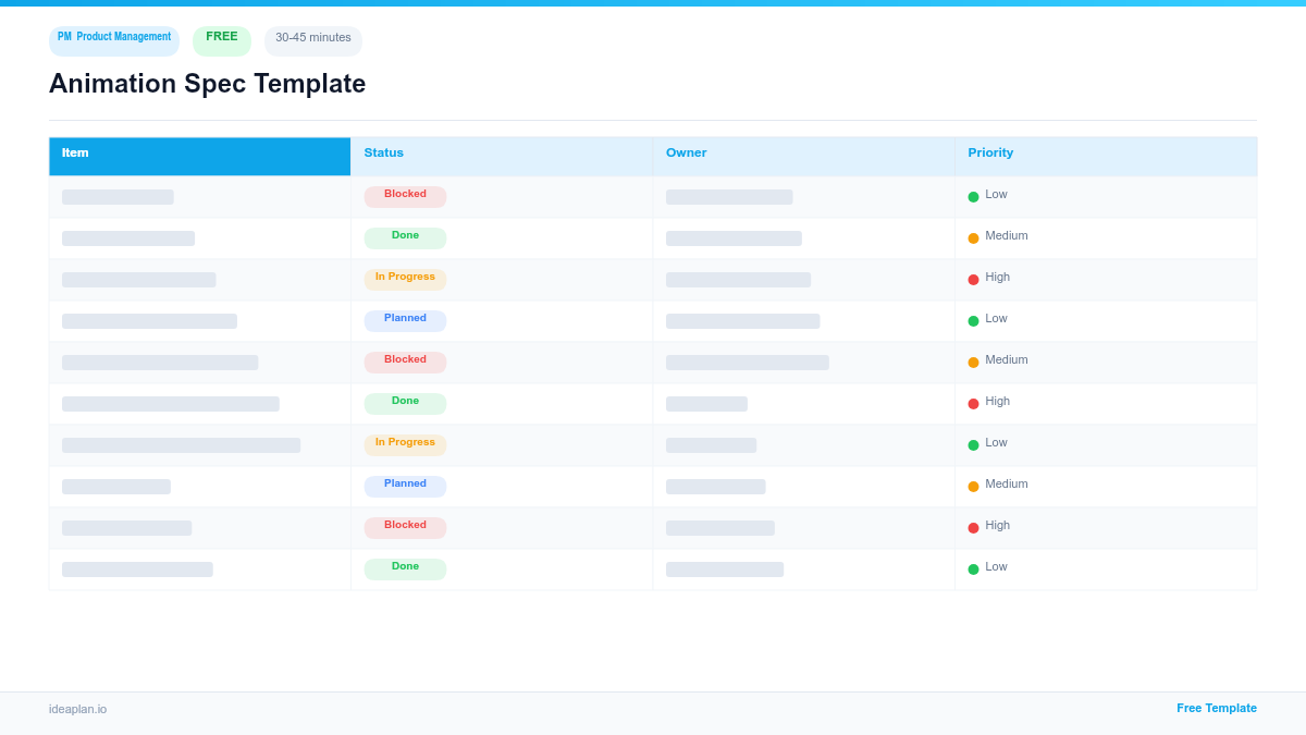 Animation Spec Template for Product Managers