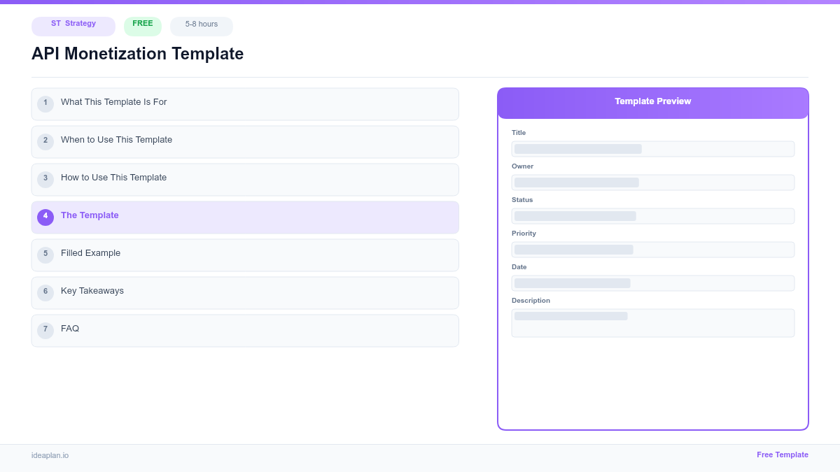 API Monetization Template for Product Strategy