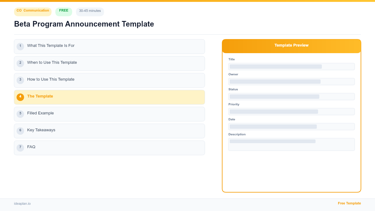 Beta Program Announcement Template