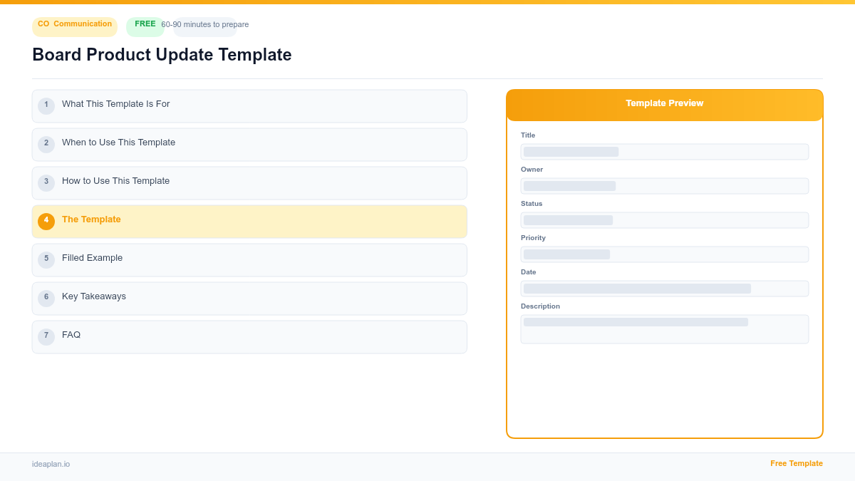 Board Product Update Template for Product Teams