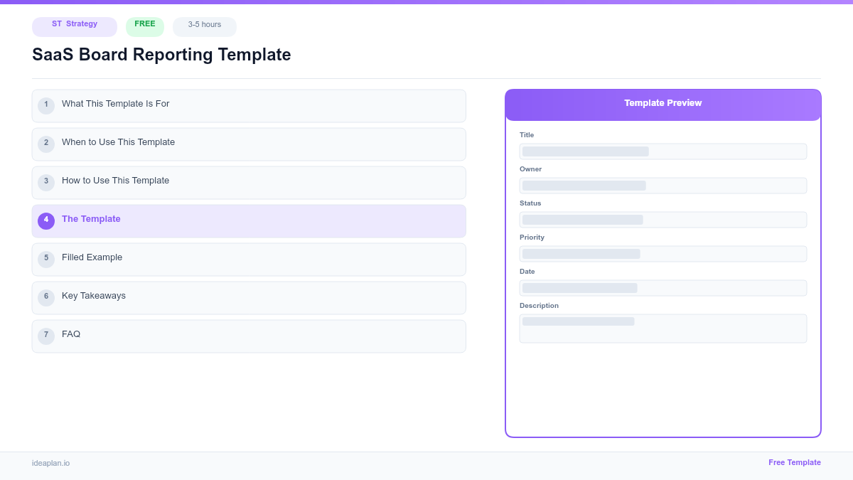 SaaS Board Reporting Template for PMs