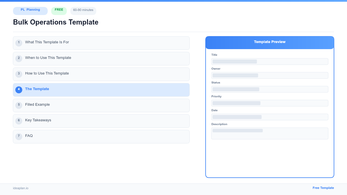 Bulk Operations Template for Product Planning