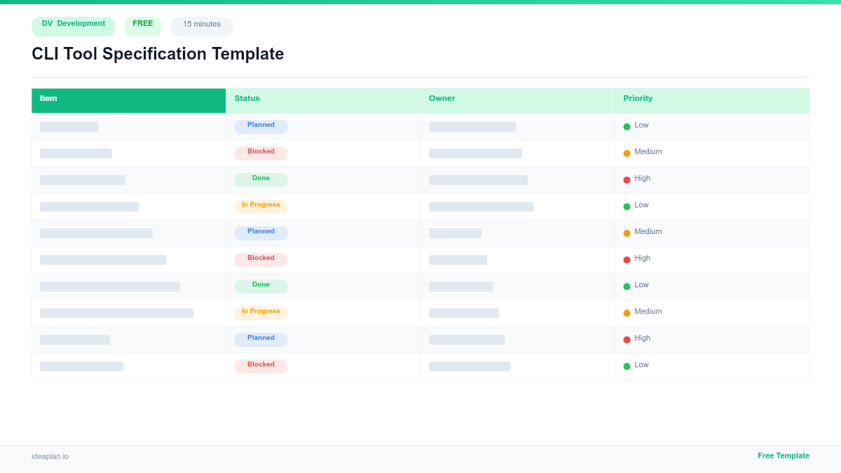 CLI Tool Specification Template