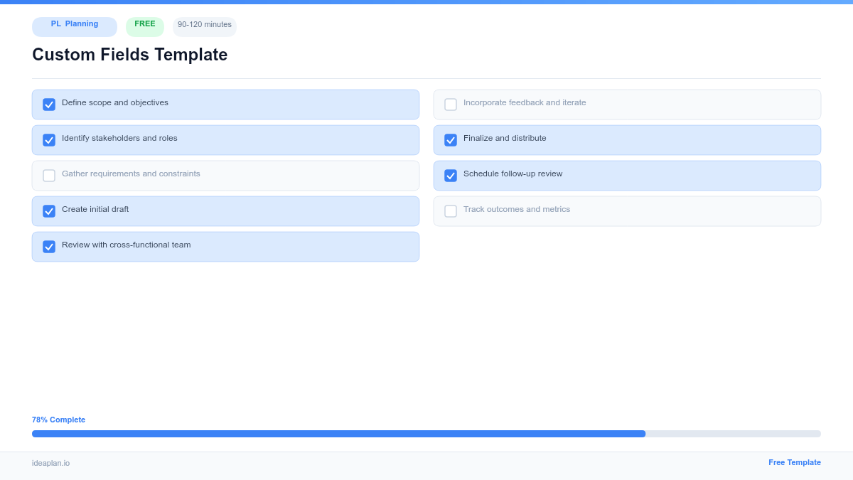 Custom Fields Template for Product Planning