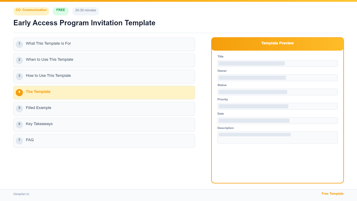 Early Access Program Invitation Template