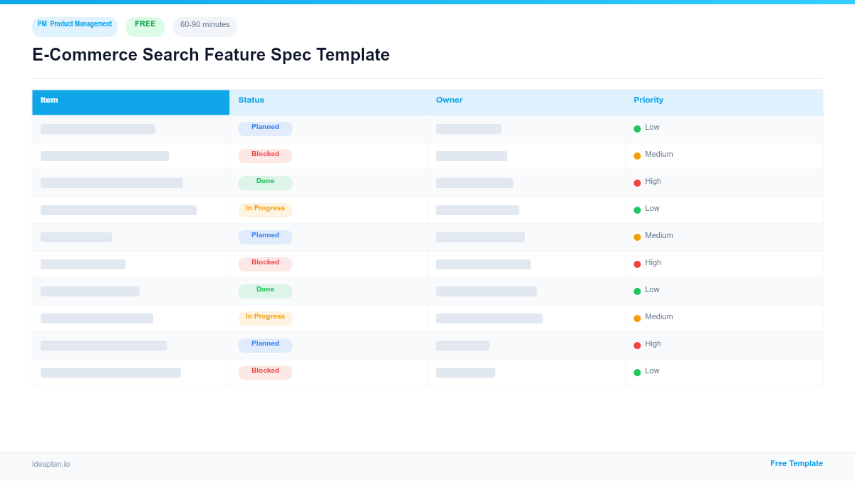 E-Commerce Search Feature Spec Template