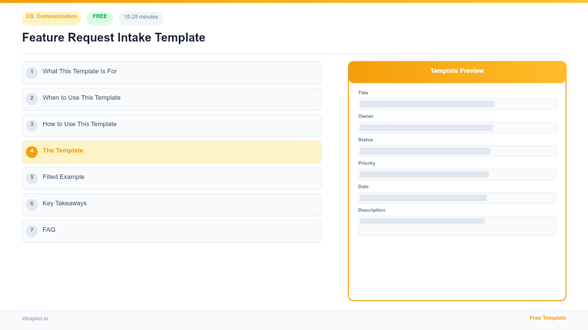 Feature Request Intake Template