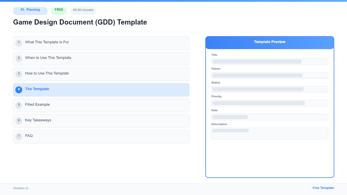 Game Design Document Template: Structure & Examples