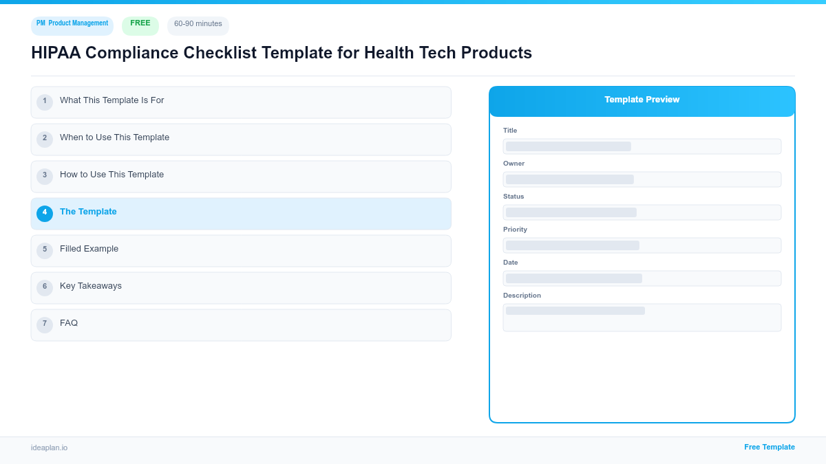 HIPAA Compliance Checklist Template for Health Tech Products